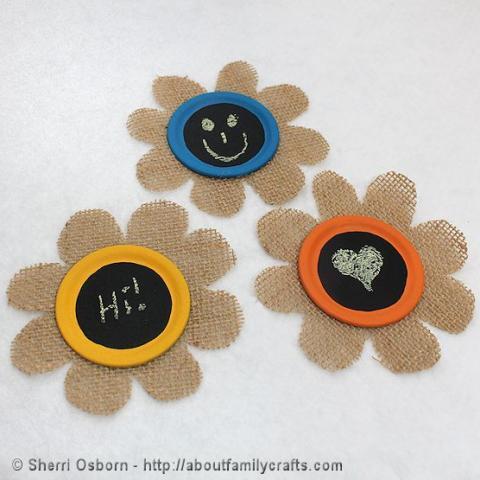 Burlap Flower Magnets