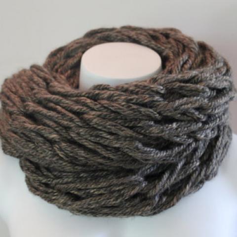 Brown and Grey Marble Knit Cowl and Infinity Scarf by ModDessert