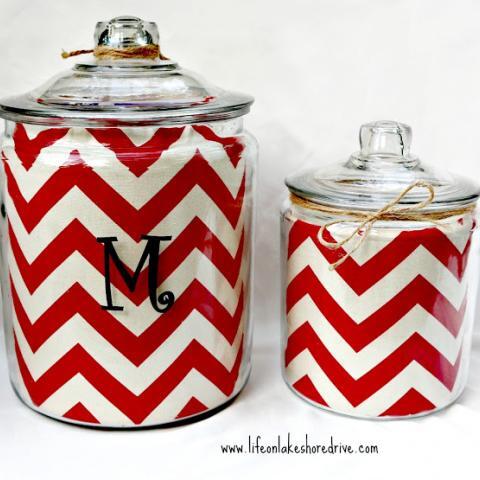 Chevron Lined Glass Cannisters with Twine