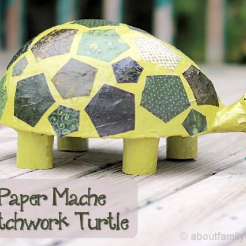 Paper Mache Patchwork Turtle