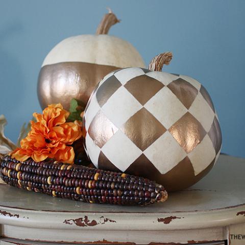 Gold Checkered Pumpkins