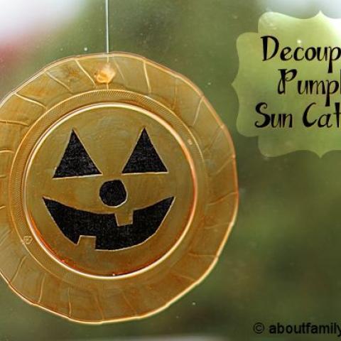 Decoupage Pumpkin Sun Catcher