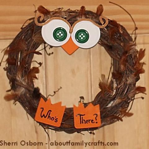 Who's There Owl Wreath