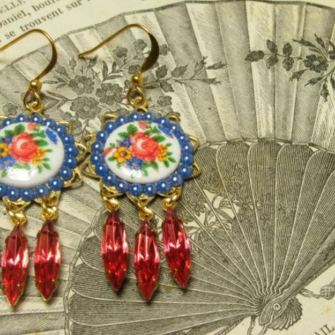 Japanese rose earrings