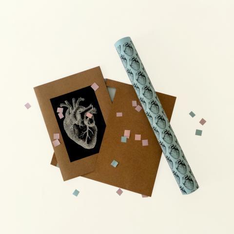Printable Anatomical Heart Valentines Card & Gift Wrap
