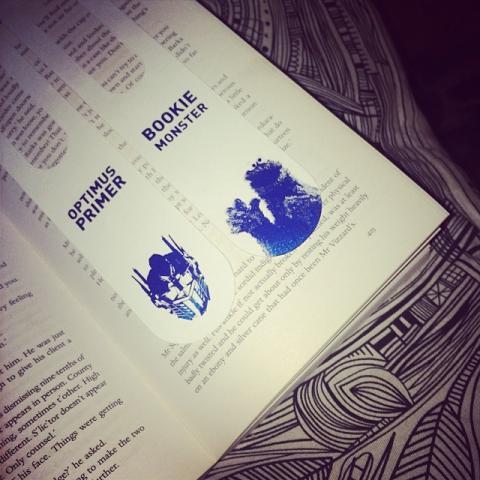'Optimus Primer' & 'Bookie Monster' Laser Foil-Transferred Bookm