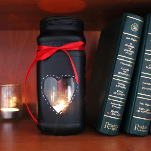 Valentine's day candle jar