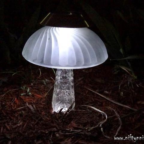 Repurosed Solar Power Garden Mushroom