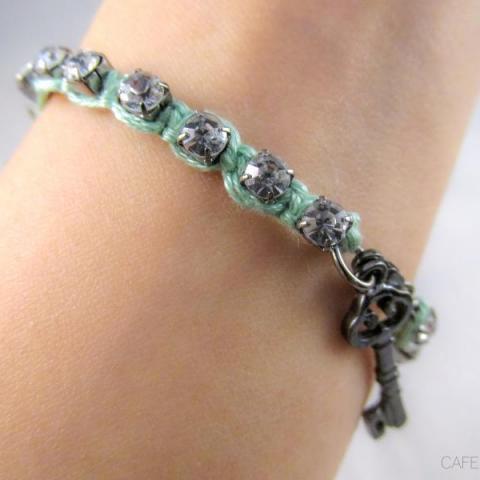 DIY Rhinestone Wrapped Charm Bracelet