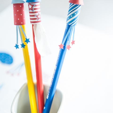 FREE Printable Paper Firework Rocket Pencil Toppers