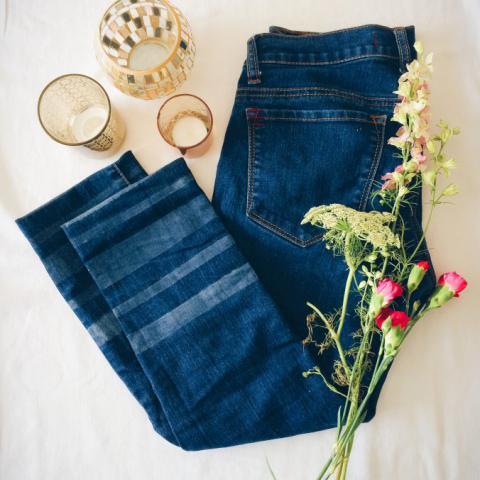 diy striped jeans