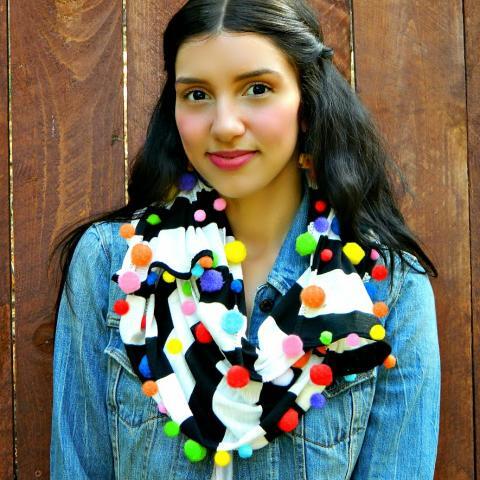Colorful Pom Pom Scarf