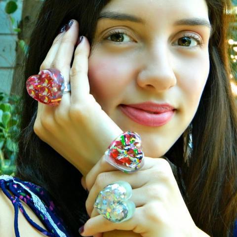 Resin Heart Knobs and Rings