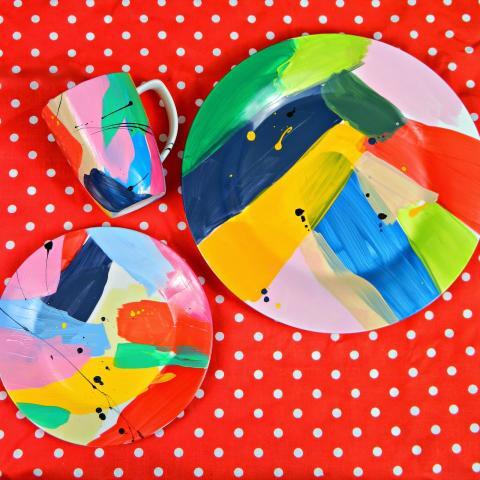 Abstract Art Painted Dishes