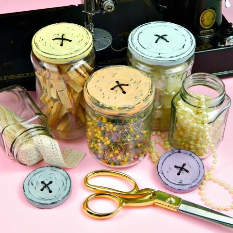 Button Lid Jars DIY