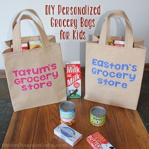 Personalized Grocery Bags for Play | Hidden Treasure Crafts and
