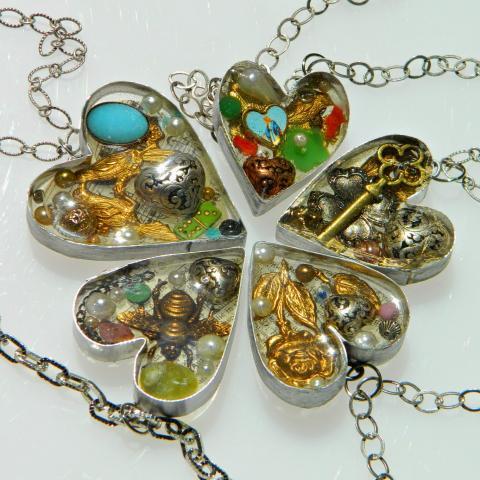 Handmade Bezel Resin Hearts