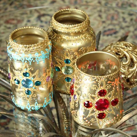 Bejeweled Jar Lanterns