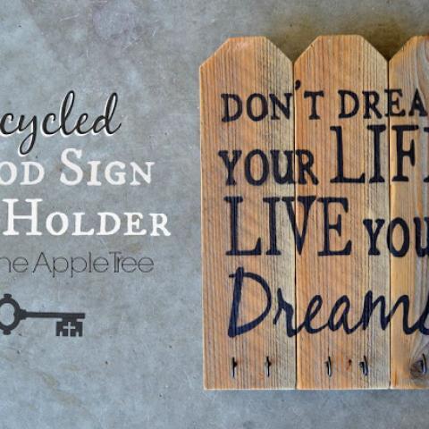 Recycled Wood Sign Key Holder