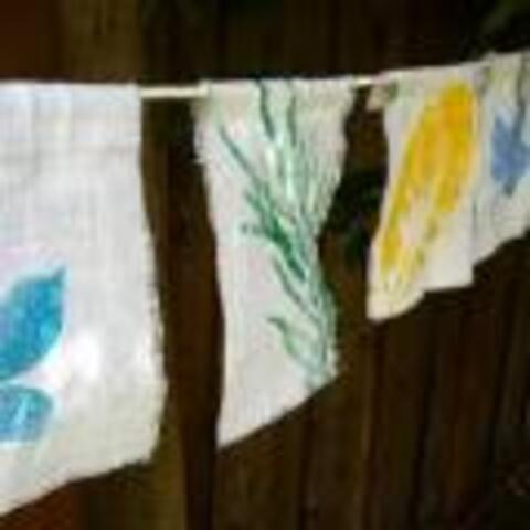 Leaf-Print Garden Flags