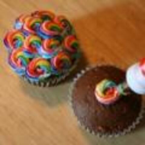 Colorful swirled cupcakes