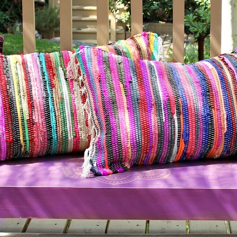 No Sew Rag Rug Pillows