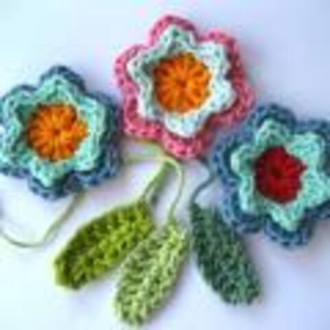 Crochet Flowers and Leaves