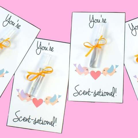 Printable Valentine's Cards with DIY Perfume Minis