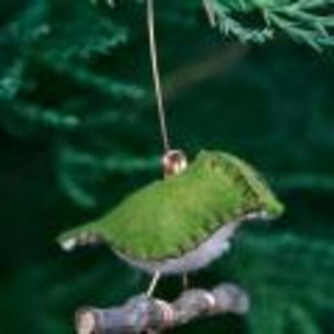 Wool Felt Bird and Twig Ornament