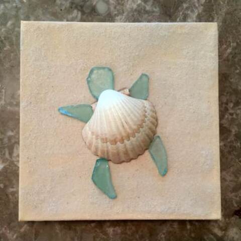Sea glass turtle canvas