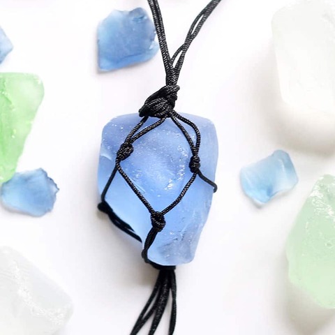 Macrame sea glass necklace