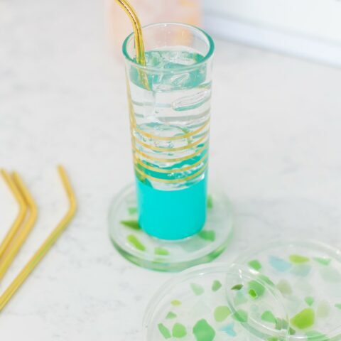 Resin Coasters with Sea Glass