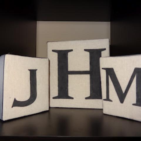 Burlap Monogram Blocks