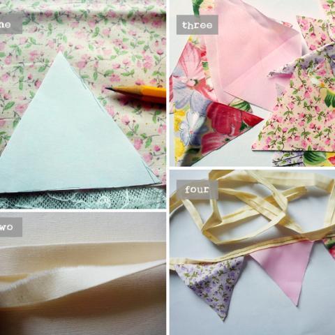 Sewing a bunting