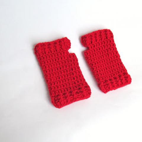 Crochet Ribbed Cuff Fingerless Gloves