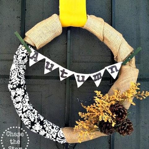 Make a Fall Wreath Out of Fabric Scraps