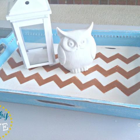 Chevron Stenciled Tray