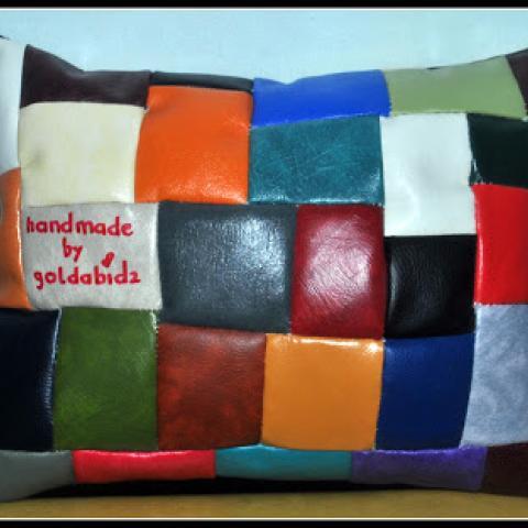 Handmade Scrap Leatherette Pillow