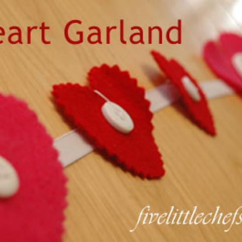 Heart Garland - Teaching kids to sew on a button