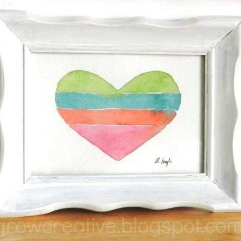 Striped Heart Watercolor Art
