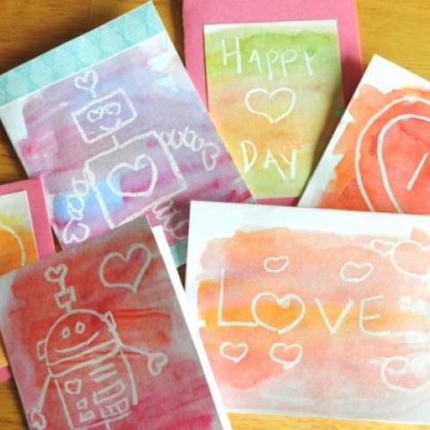 Watercolor Resist Valentines